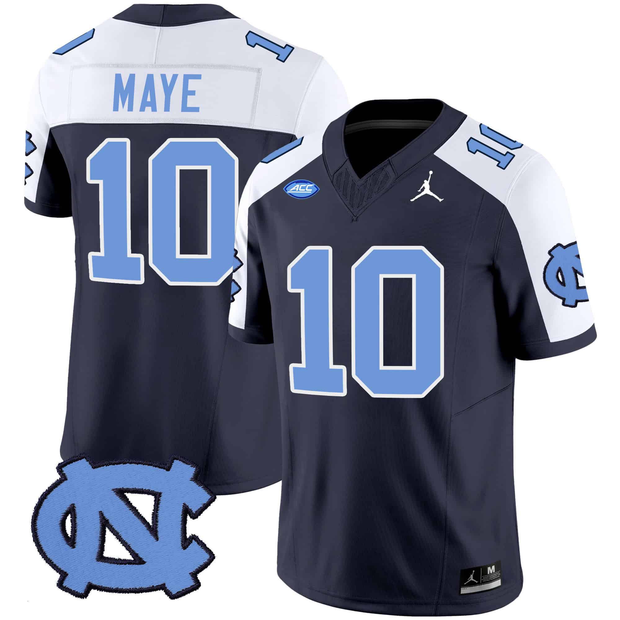 Men North Carolina Tar Heels #10 Maye Drak Blue 2024 Vapor Limited NCAA Jersey